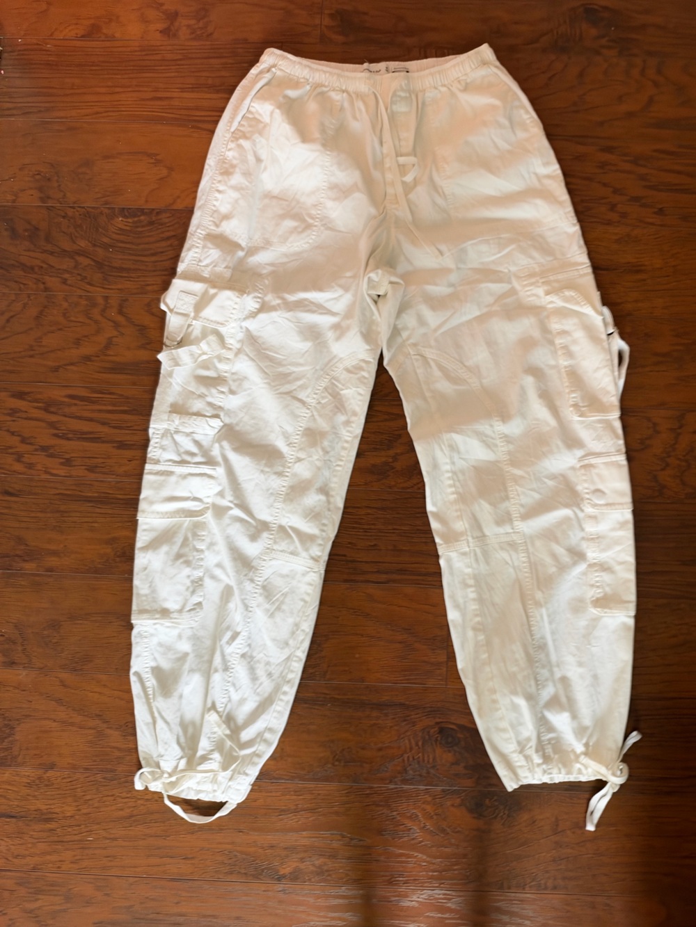 Abercrombie & Fitch White Cargo Track Pants